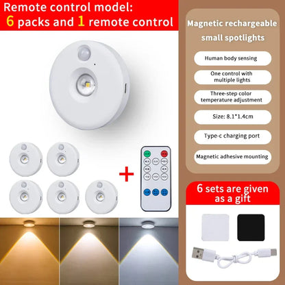Motion Activated LED Night Light, Dimmable and Rechargeable