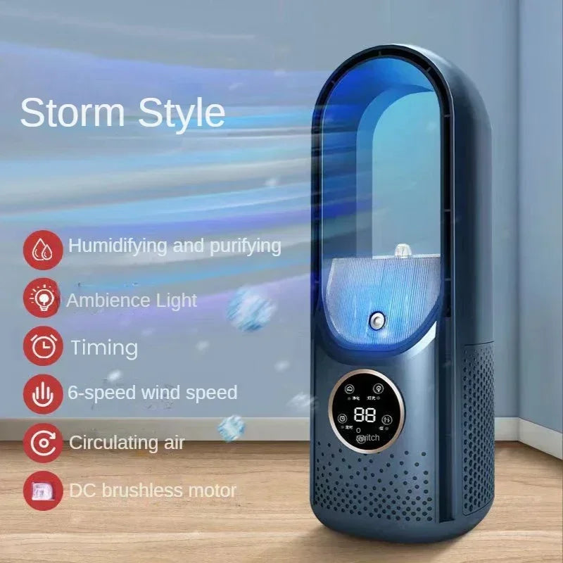 Quiet USB Bladeless Fan with 6 Speeds and Humidifier - Halri