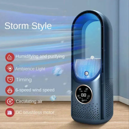 Quiet USB Bladeless Fan with 6 Speeds and Humidifier - Halri
