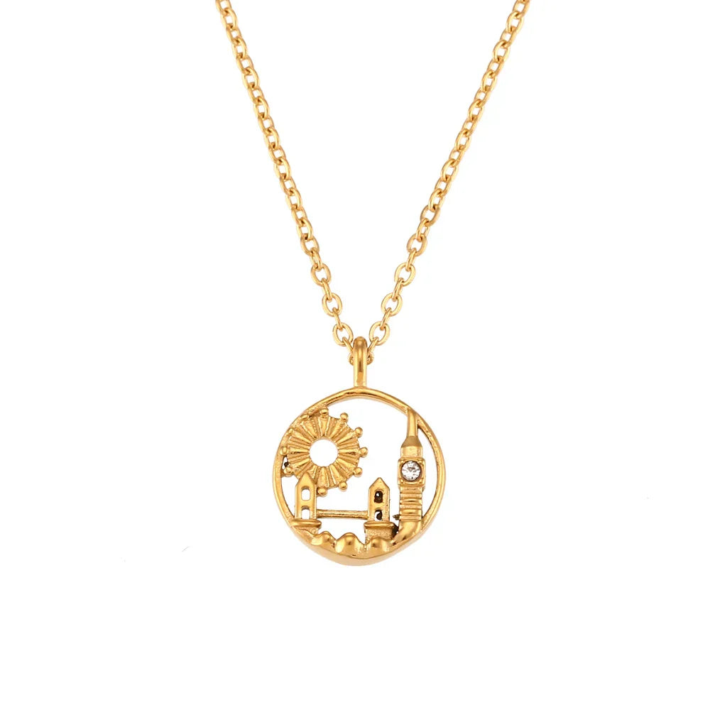 Gold Explorer Travel Pendant Necklace