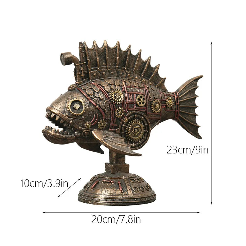 Unique Industrial Fish Desk Statue - Halri