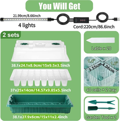 Indoor LED Mini Greenhouse Starter Kit - 80 Cell Planter