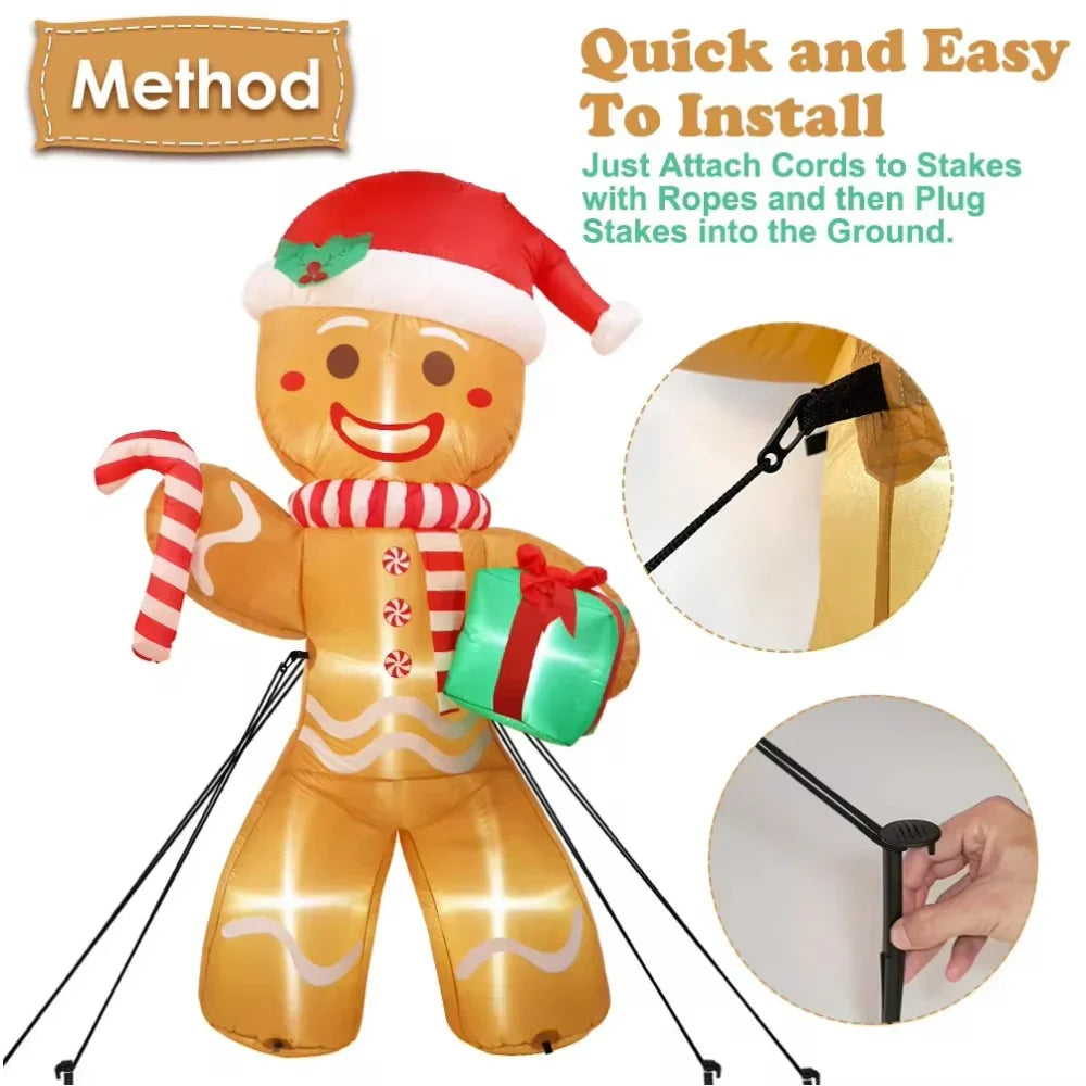Large Outdoor Christmas Inflatable Gingerbread Man Decoration