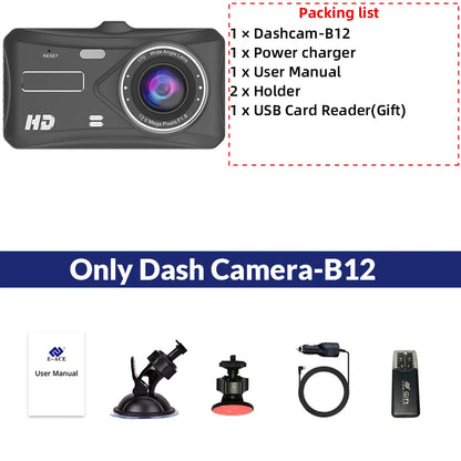 Dual Lens Car Dash Cam with Loop Recording