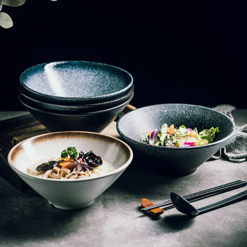 Authentic Asian Style Ramen Bowl - Hand Painted Ceramic - Halri