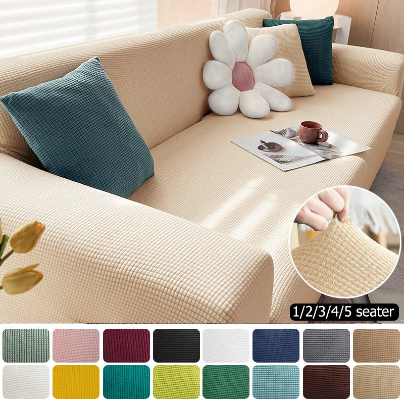 Stretchy Fit Sofa Slipcover | Elastic Fabric | L-Shaped & 1-4 Seater - Halri
