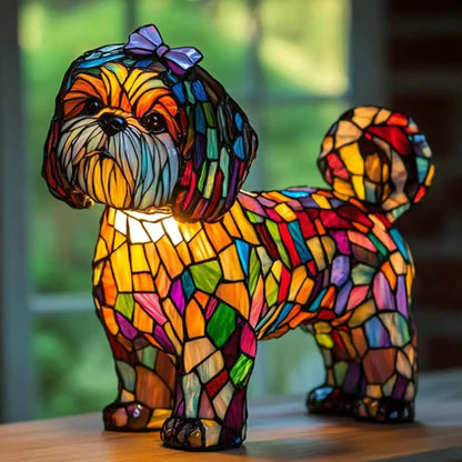 Fun Dog Statue Desk Lamp Cute Home Decor Light