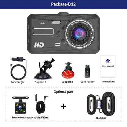 Dual Lens Car Dash Cam with Loop Recording