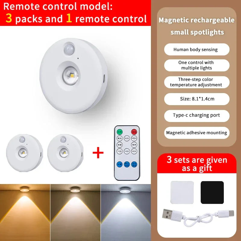 Motion Activated LED Night Light, Dimmable and Rechargeable