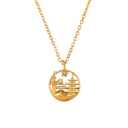 Gold Explorer Travel Pendant Necklace