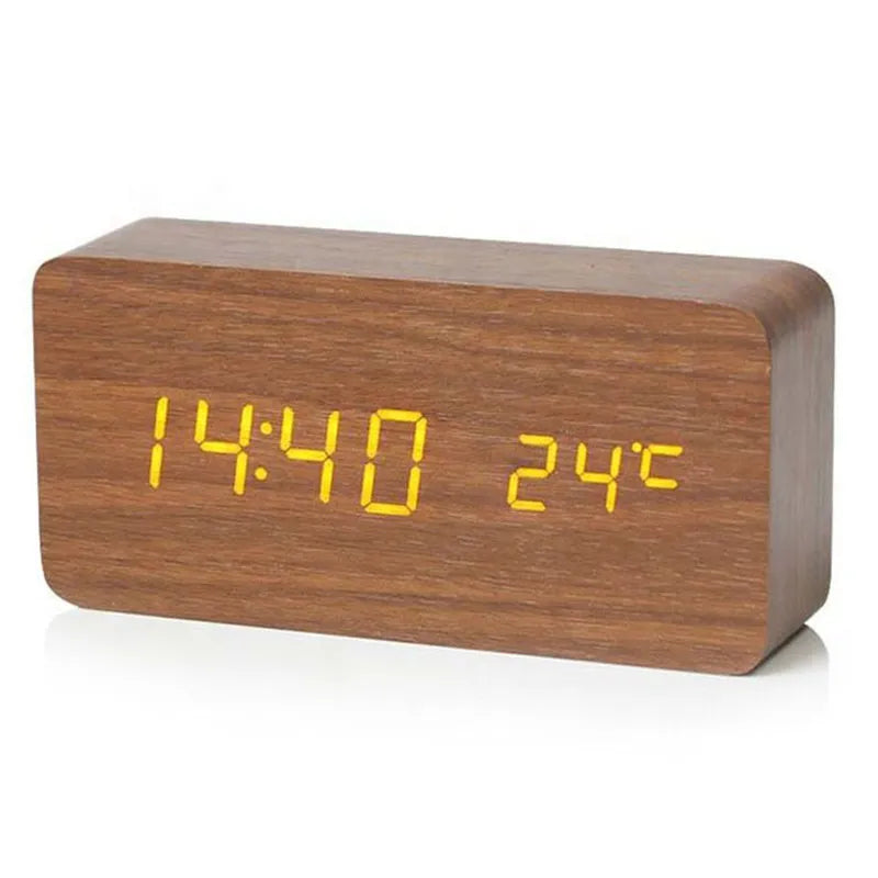 Quiet Wooden LED Table Clock