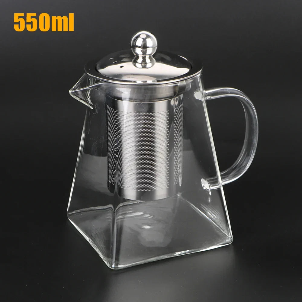 Premium Glass Teapot with Steel Strainer, 550ml - Halri