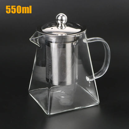 Premium Glass Teapot with Steel Strainer, 550ml - Halri