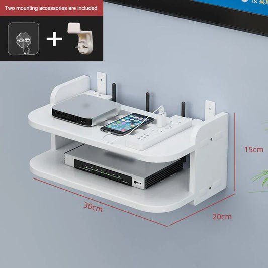 White Wall Mount Router Shelf with Cable Management - Halri