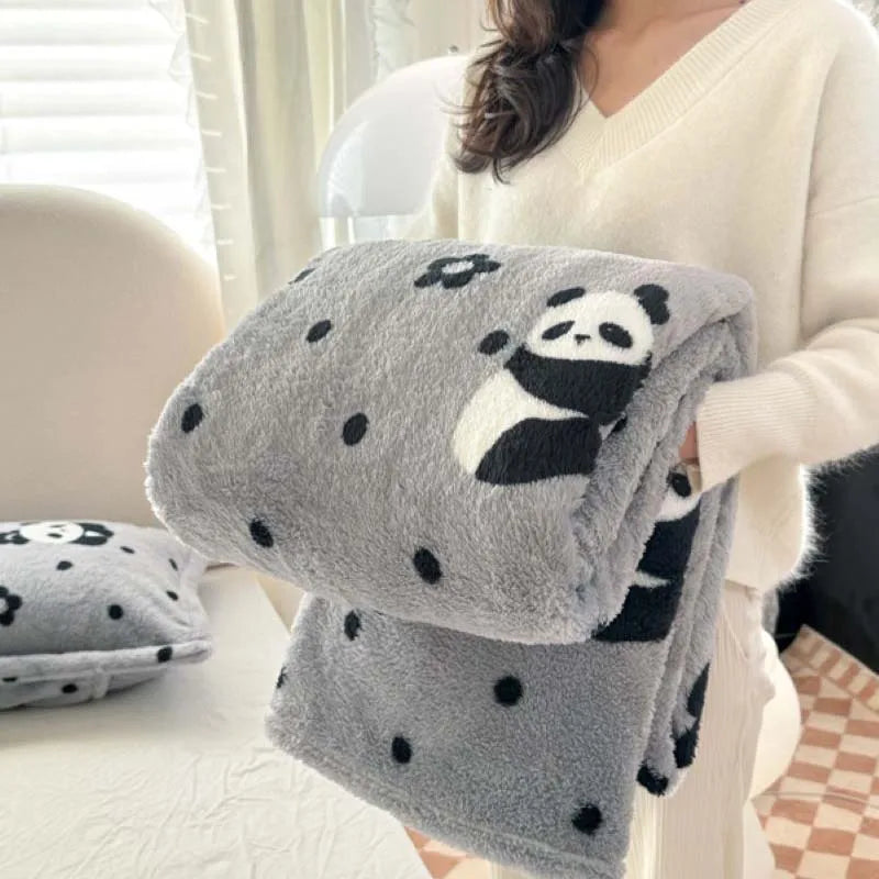Cozy Plush Check Blanket, Soft Pink White Throw