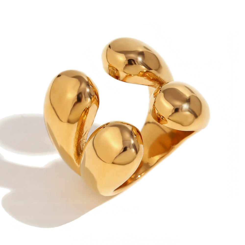 Luxurious 18k Gold Drop Statement Ring