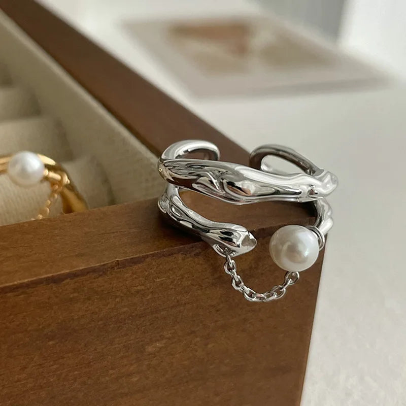 Timeless Sterling Silver Layered Pearl Ring