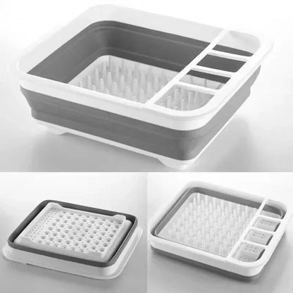 Compact Foldable Dish Drying Rack with Drain