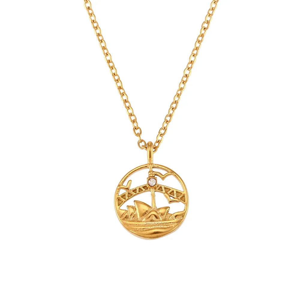 Gold Explorer Travel Pendant Necklace