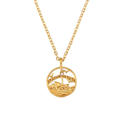 Gold Explorer Travel Pendant Necklace