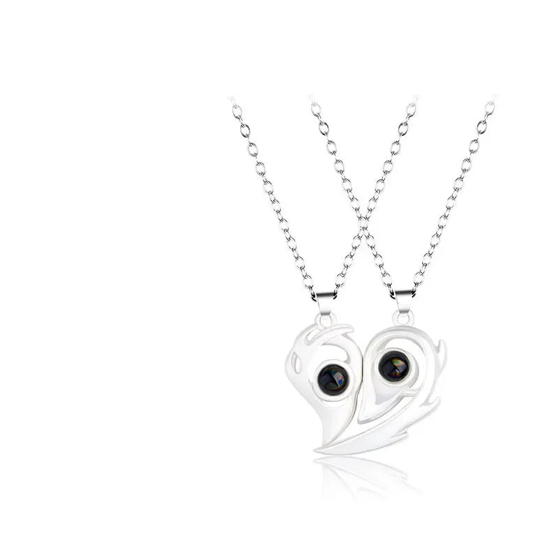 Romantic Love Heart Magnetic Couple Necklace Set