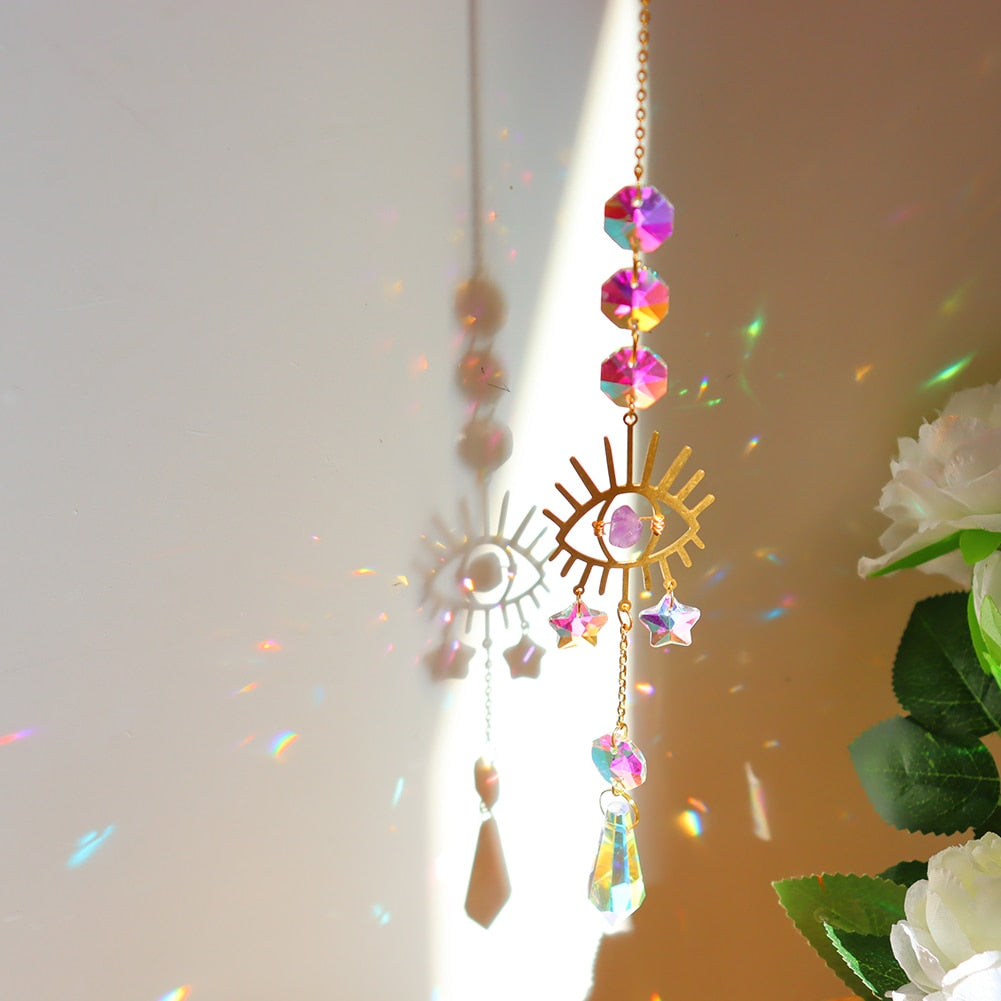 Beautiful Crystal Wind Chime Moon Decor