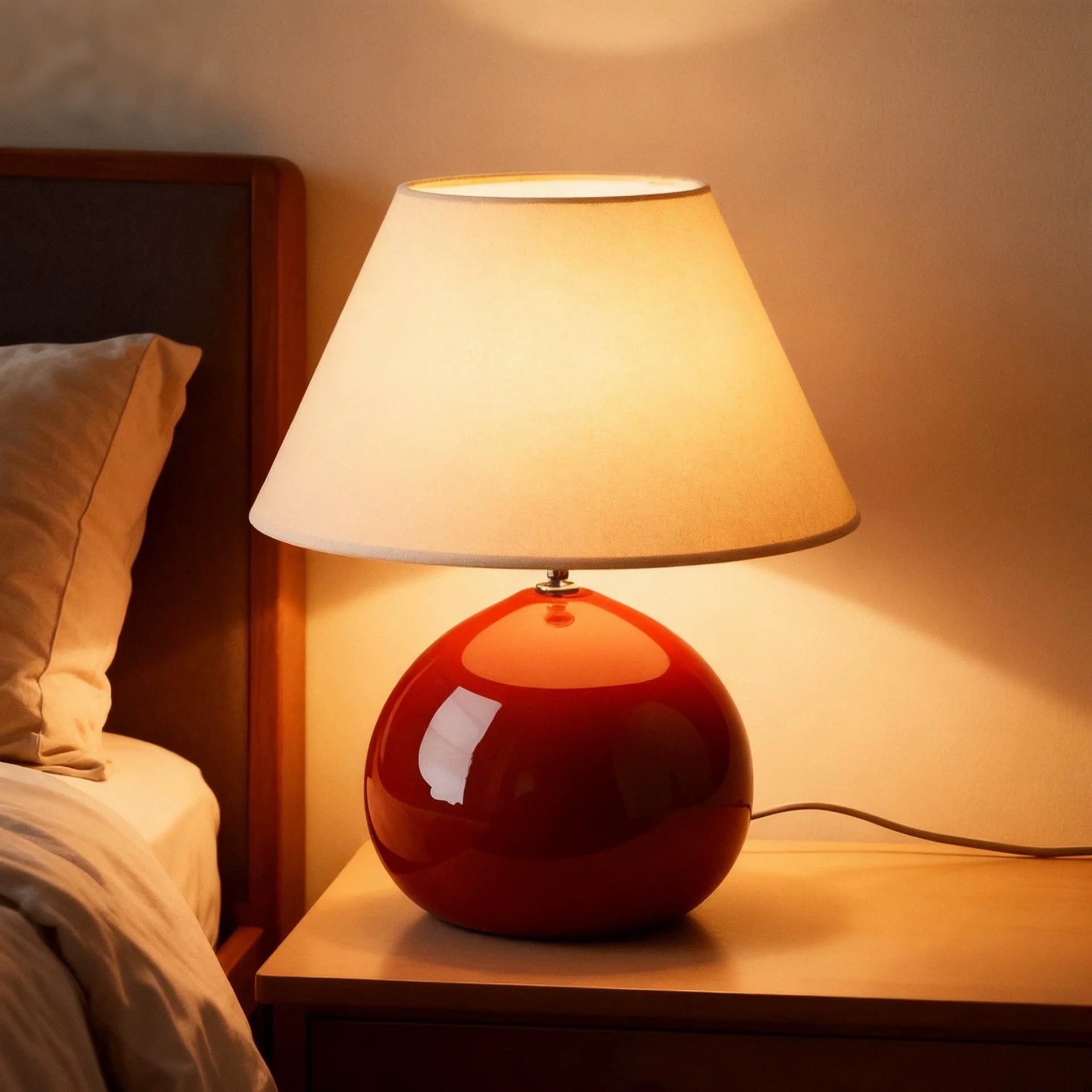 Classic Brown Wooden Table Lamp - Halri