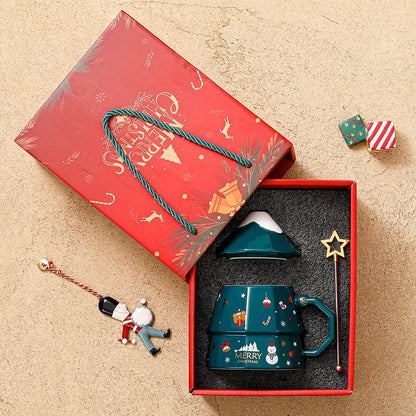 Colorful Holiday Tree Handle Coffee Mug