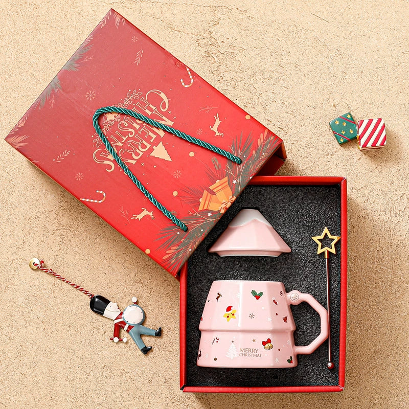 Colorful Holiday Tree Handle Coffee Mug
