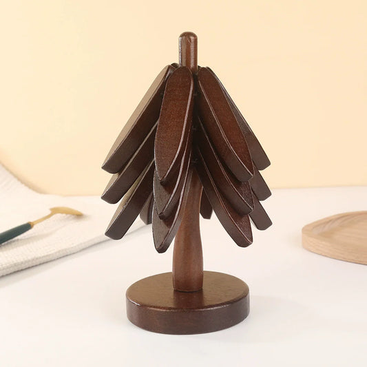 Protective Wooden Holiday Tree Coaster Set - Halri