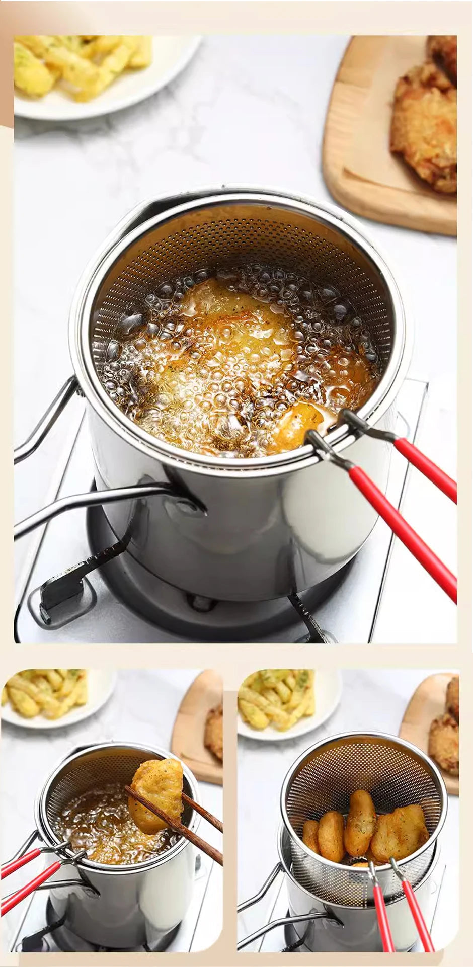 Efficient Space-Saving Deep Fryer Cooking Set