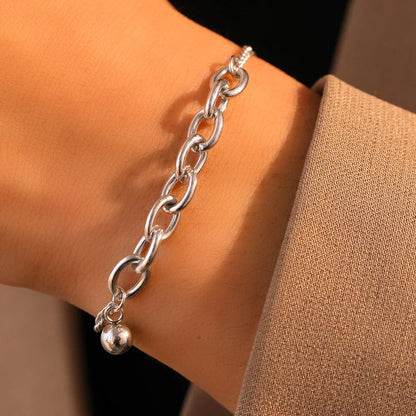 Slim Curb & Chunky Paperclip Chain Bracelet