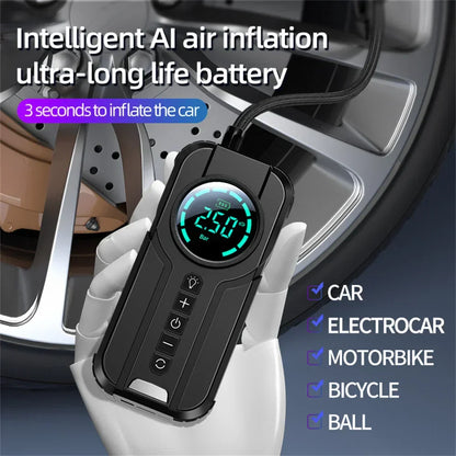 Compact Car Battery Booster with Air Pump & LED Light