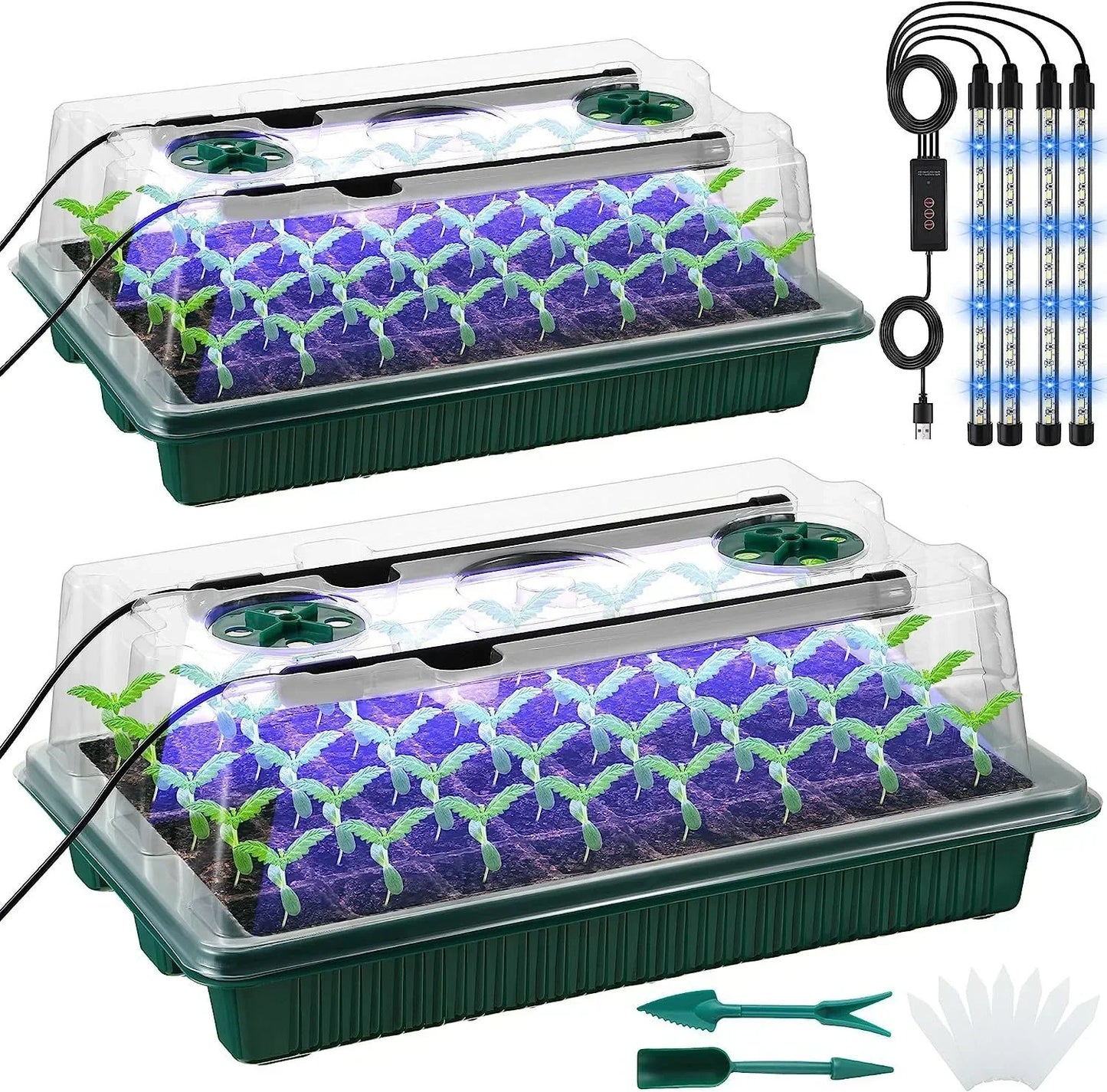 Indoor LED Mini Greenhouse Starter Kit - 80 Cell Planter - Halri