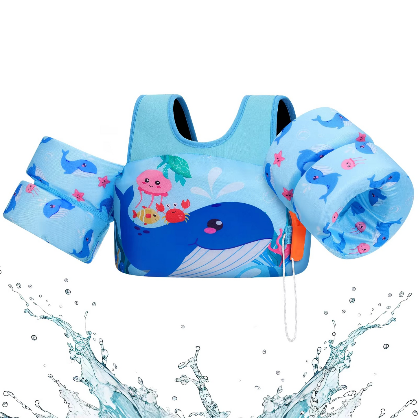 Children's Swim Vest with Floats and Safety Whistle