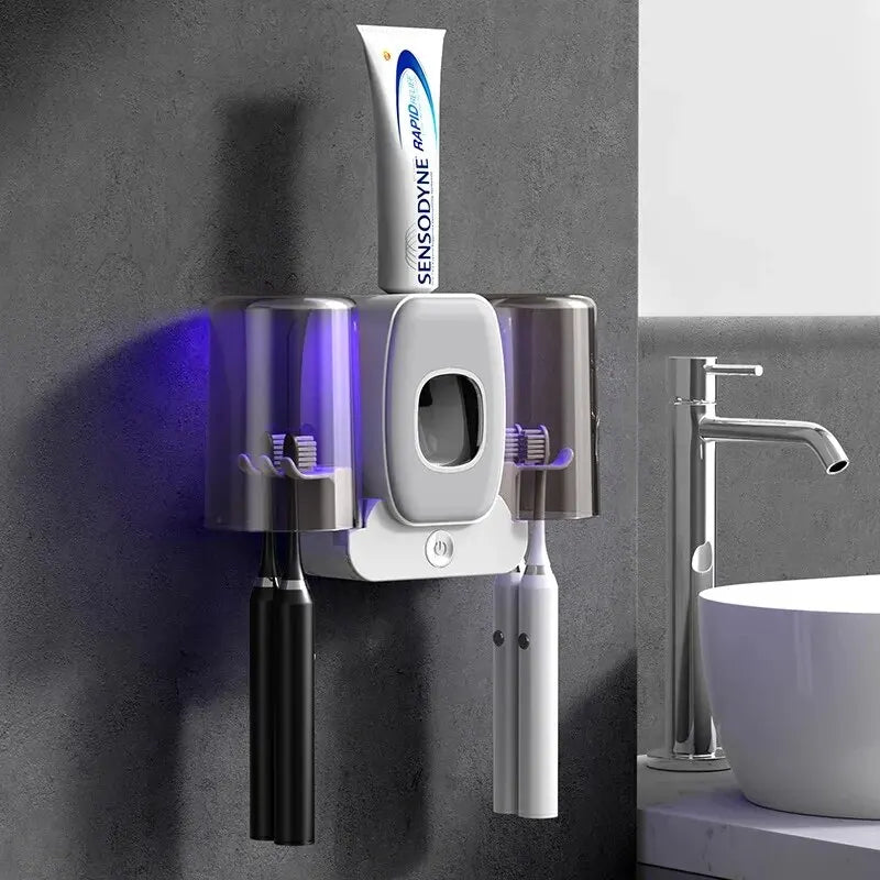 UV Sanitizing Toothbrush Holder with Auto Dispenser