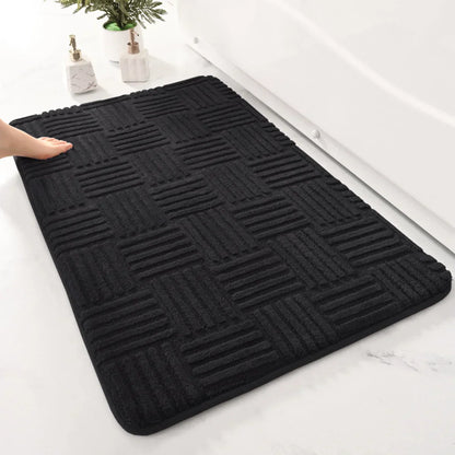 Soft Aqua Striped Non Slip Bath Mat