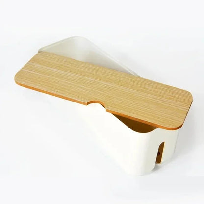 Wooden Desk Cable Organizer Box