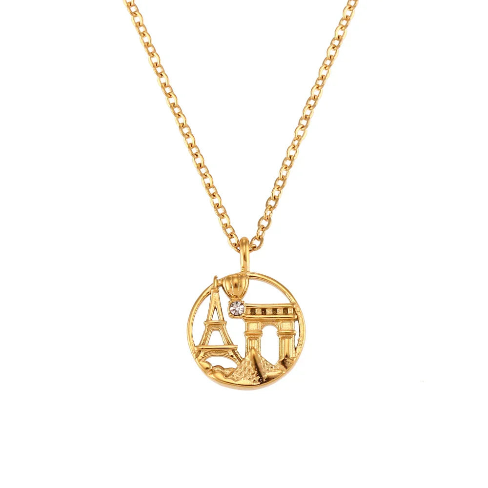 Gold Explorer Travel Pendant Necklace - Halri