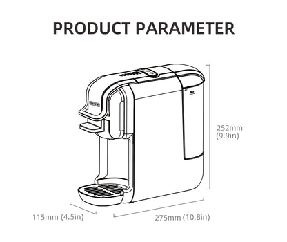 Compact Multi-Function Coffee Maker with Milk Frother