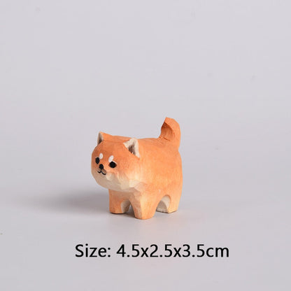 Adorable Handcrafted Wood Pet Animal Figurines