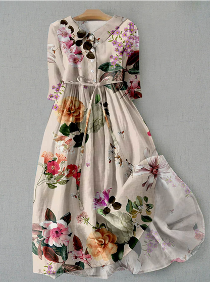 Pretty Patterned Short Sleeve Summer Dress