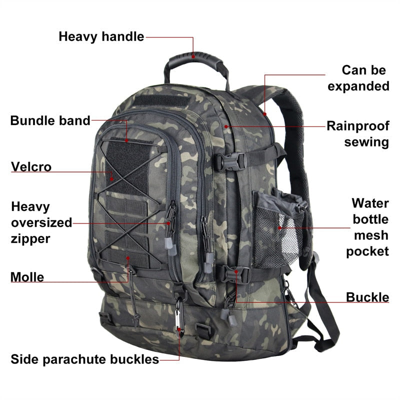 Large Waterproof Hiking Backpack - Durable Outdoor Trekking Bag