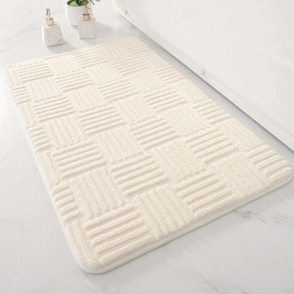 Soft Aqua Striped Non Slip Bath Mat