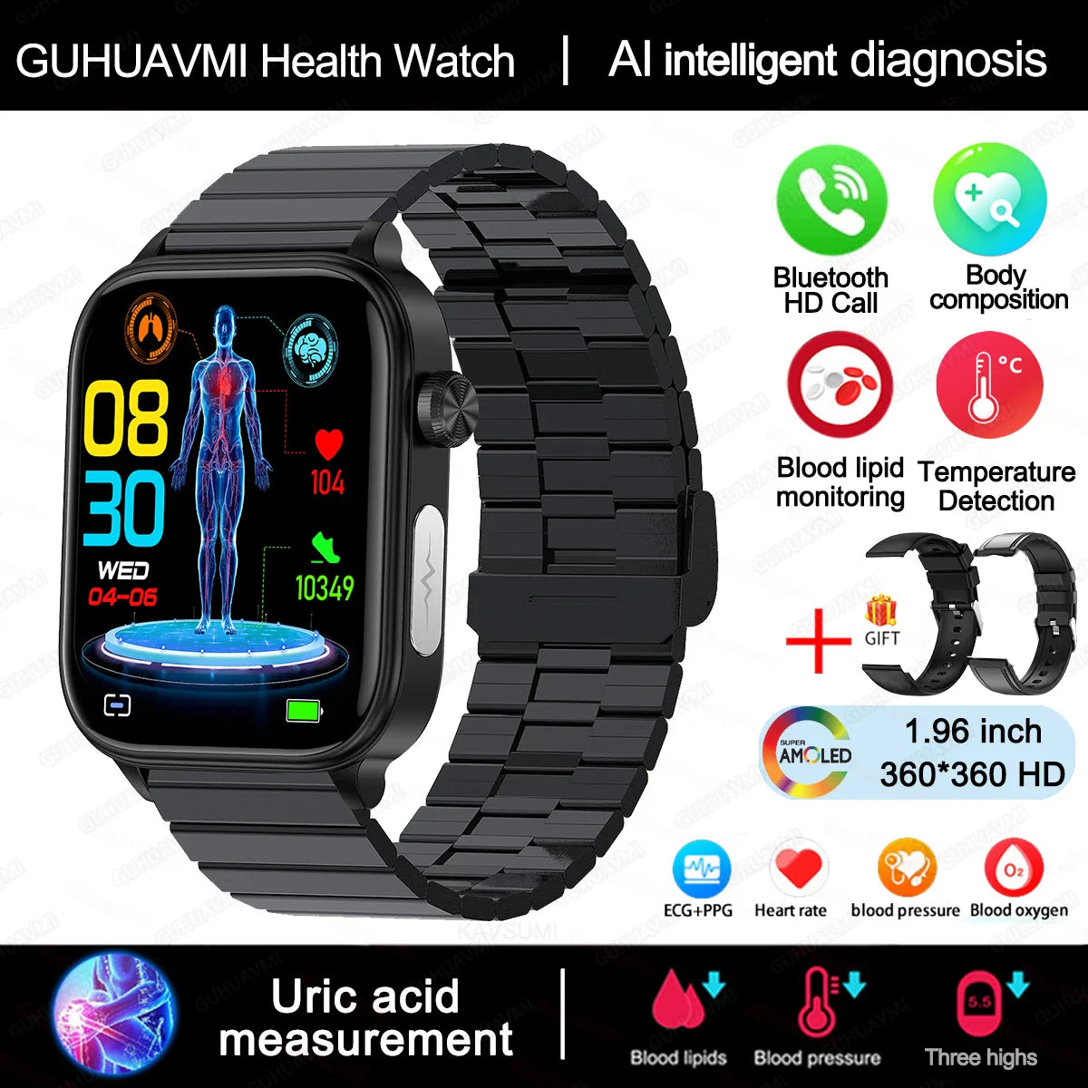 Stylish Fitness Watch with HD Screen – Pulse Monitor
