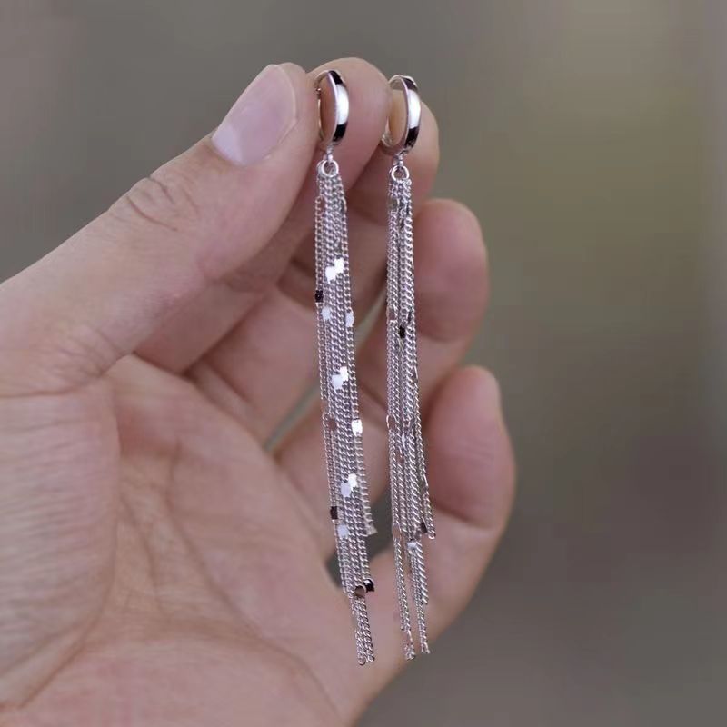 Chic Dangling Metal Drop Tassel Earrings
