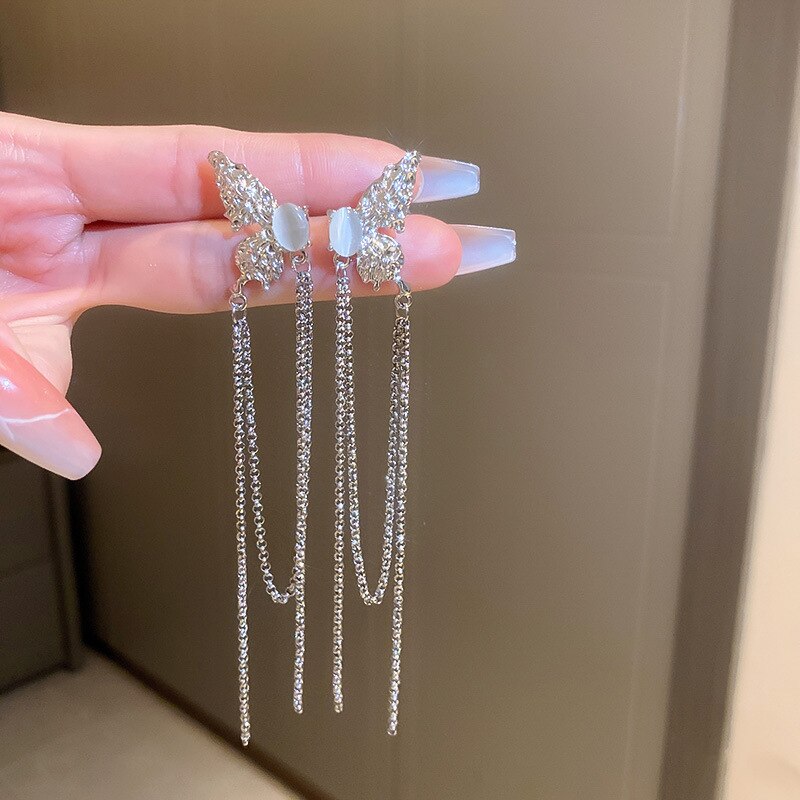 Beautiful Butterfly Drop Zircon Earrings