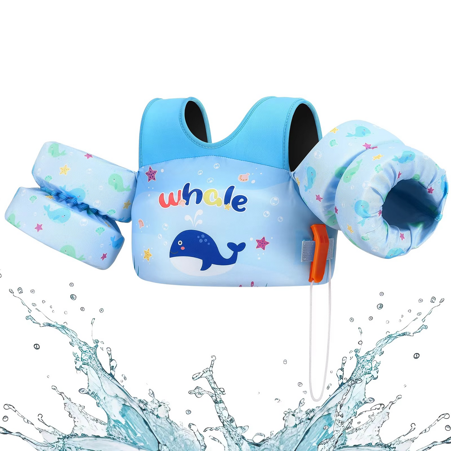 Children's Swim Vest with Floats and Safety Whistle
