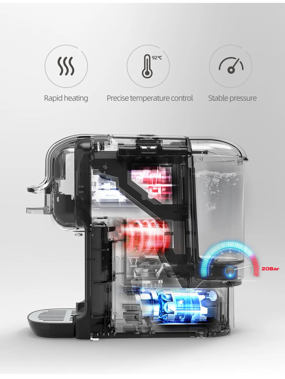 Compact Multi-Function Coffee Maker with Milk Frother