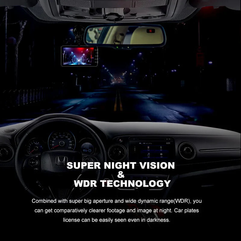Dual Lens Car Dash Cam with Loop Recording